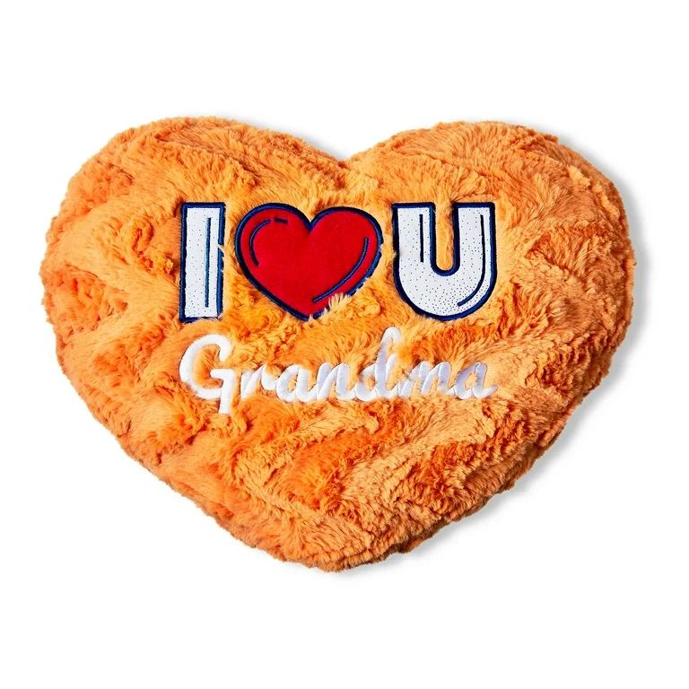 Way to Celebrate Mother’s Day 19 x 15 inch Plush Orange Heart Shaped Decorative Pillow, Grandma | Walmart (US)
