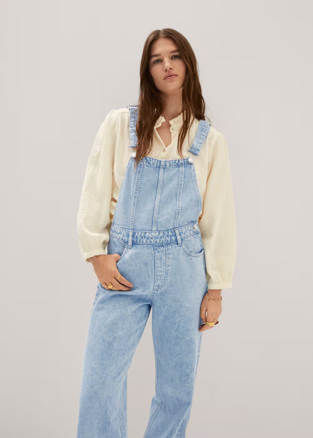 Long denim dungarees -  Women | Mango USA | MANGO (US)