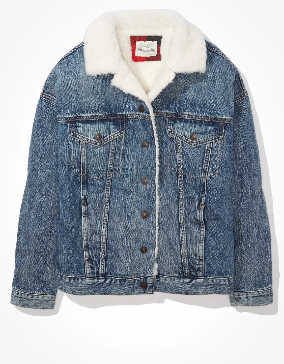 AE Fur-Lined Boyfriend Denim Jacket | American Eagle Outfitters (US & CA)