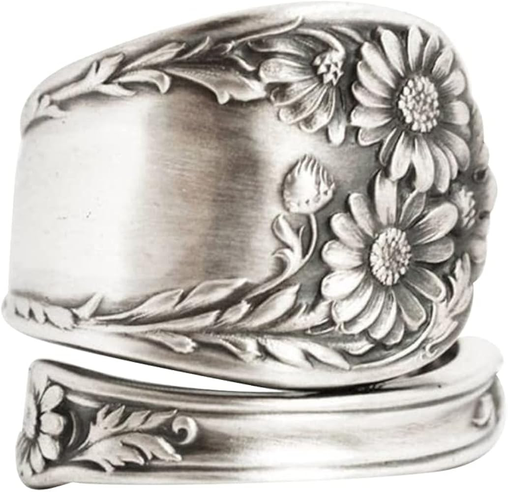 Sunflower Spoon Adjustable Rings Promise Wedding Engagement Statement Boho Vintage Finger Open Ri... | Amazon (US)