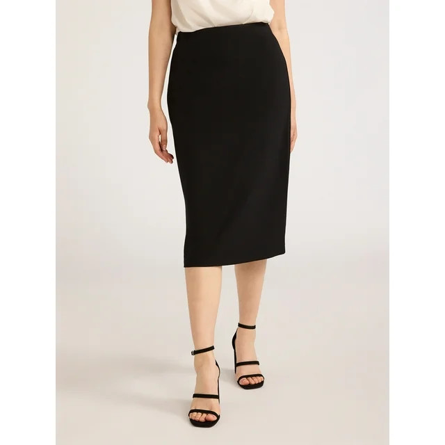 Scoop Women’s Pull-On Ponte Midi Pencil Skirt, Sizes XS-XXL | Walmart (US)