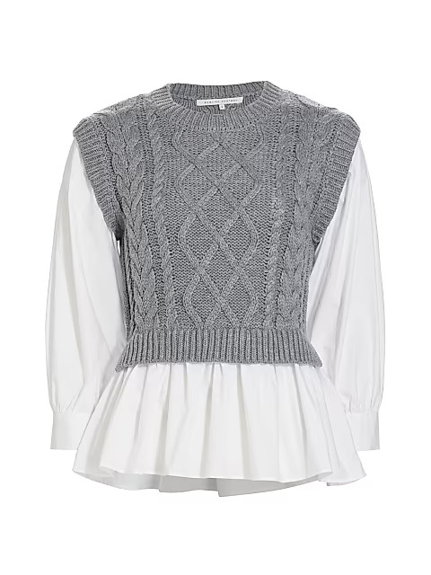 English Factory Mixed-Media Cable-Knit Sweater | Saks Fifth Avenue