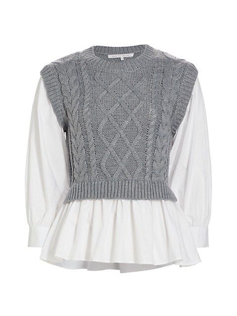 English Factory Mixed-Media Cable-Knit Sweater | Saks Fifth Avenue
