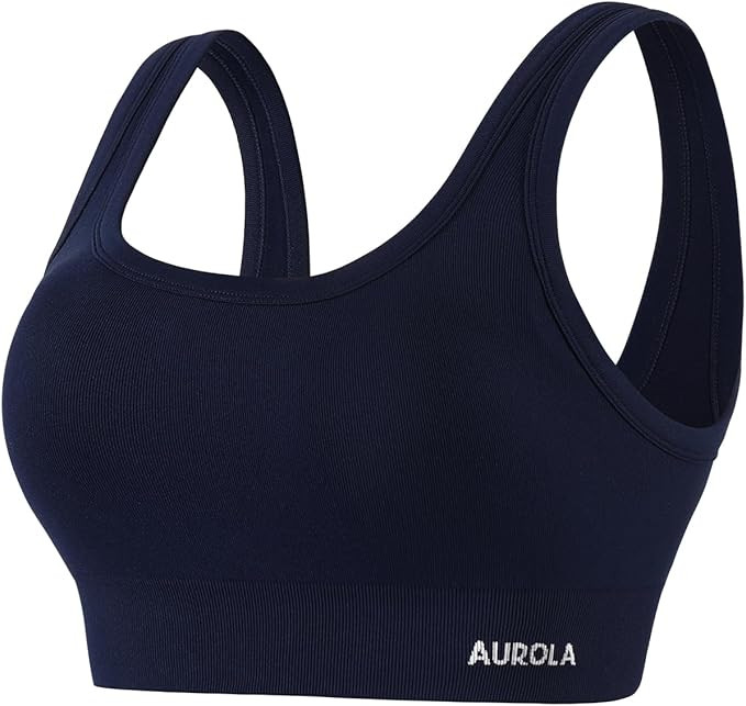 AUROLA Power Womens Square Back Basic Sports Bra - Square Neck Padded Low Impact Yoga Bra Workout... | Amazon (US)