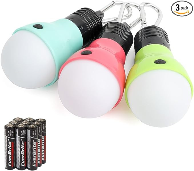 EverBrite 3-Pack Camping Lights - 3 Lighting Modes, Outdoor Portable LED Bulbs Ideal for Kids’ ... | Amazon (US)