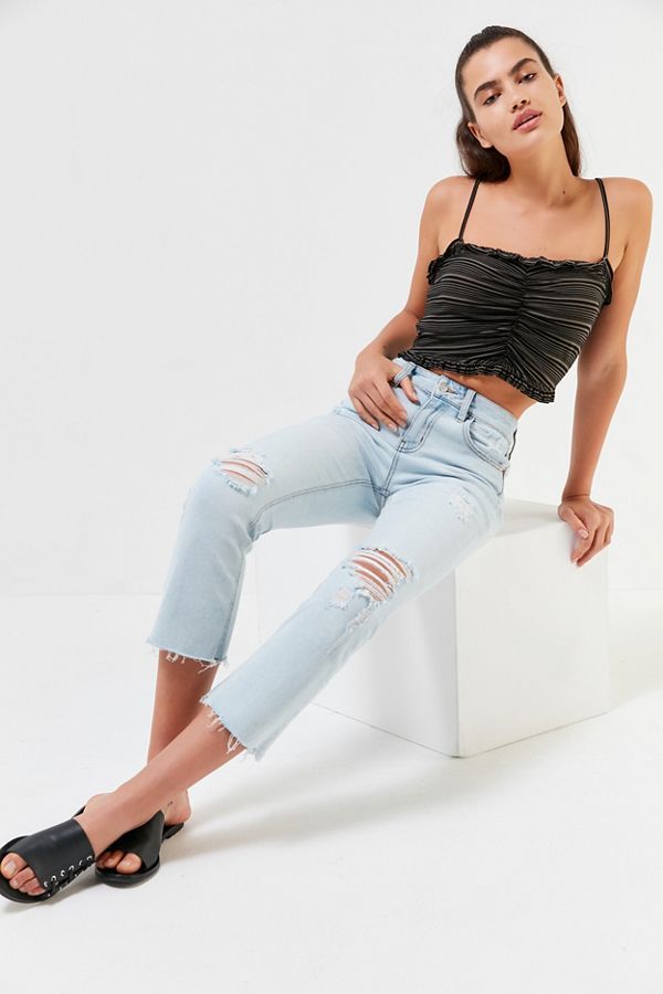 BDG Kick Flare High-Rise Cropped Jean – Light Distressed | Urban Outfitters (US and RoW)