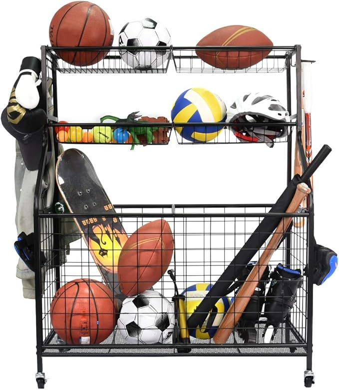 Kinghouse Garage Sports Equipment Organizer, Ball Storage Rack, Ball Storage Garage, Garage Organ... | Amazon (US)