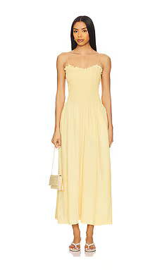 SWF Ruffled Bodice Midi Dress in Mellow Yellow from Revolve.com | Revolve Clothing (Global)