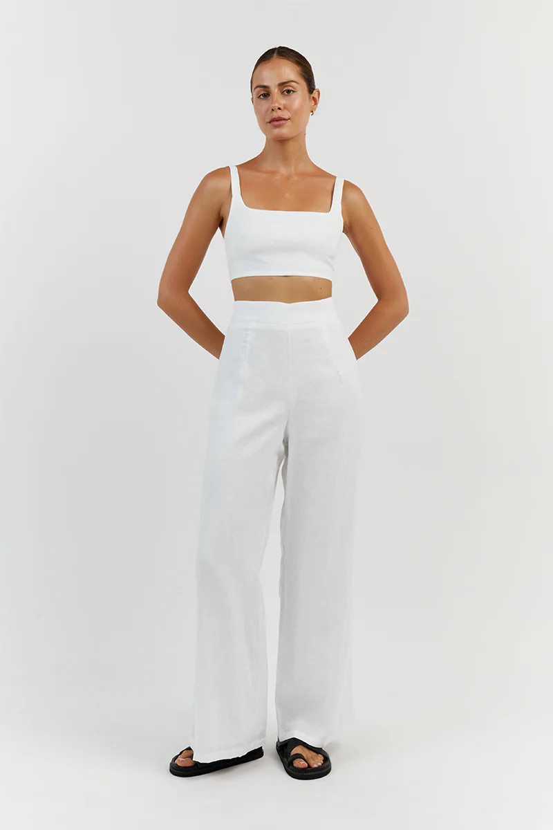 PENNY WHITE LINEN CROP TOP | DISSH