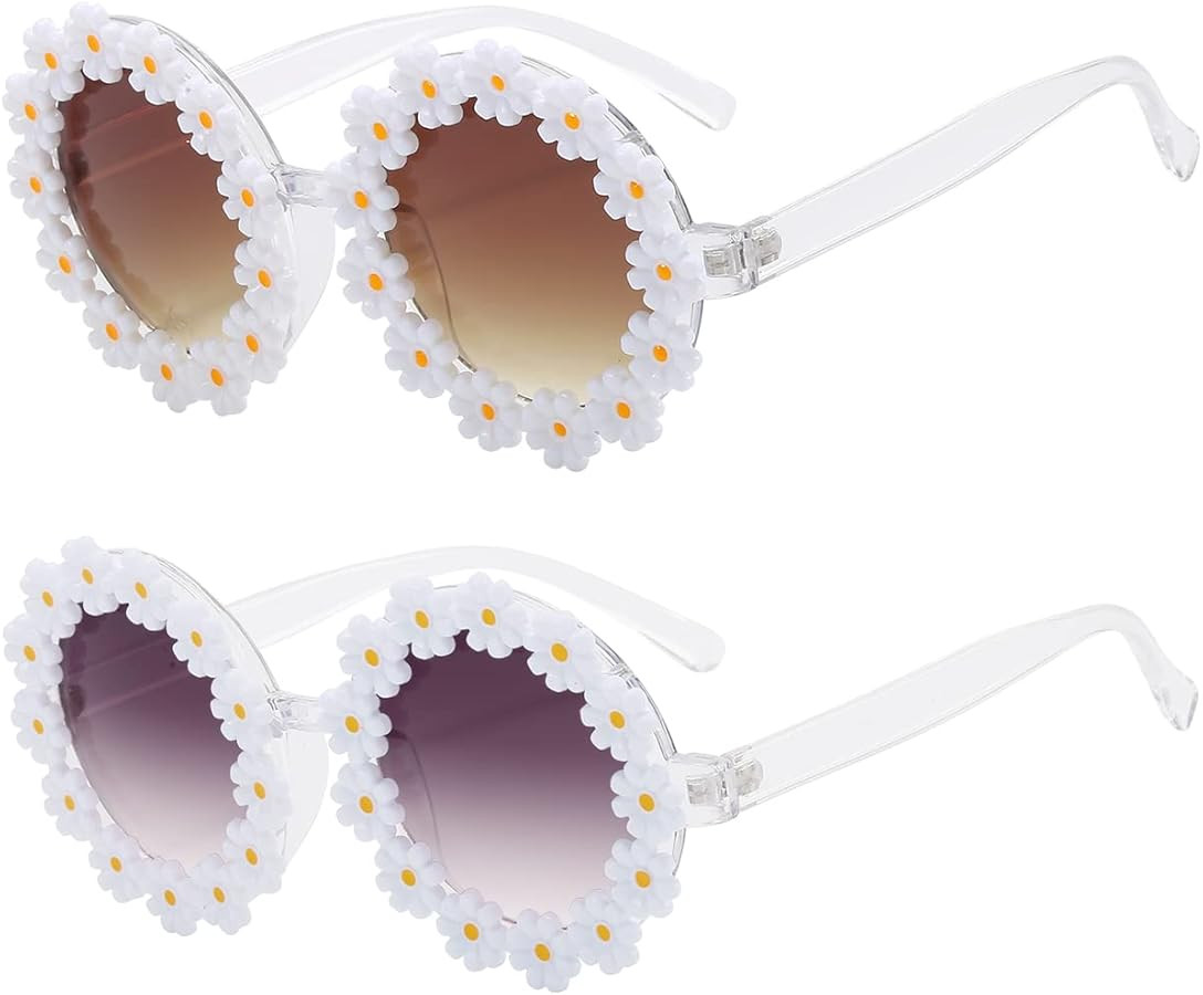 Dollger Daisy Sunglasses for Women Flower Round Fashion Rave Party Disco Fun Festival Retro Sungl... | Amazon (US)