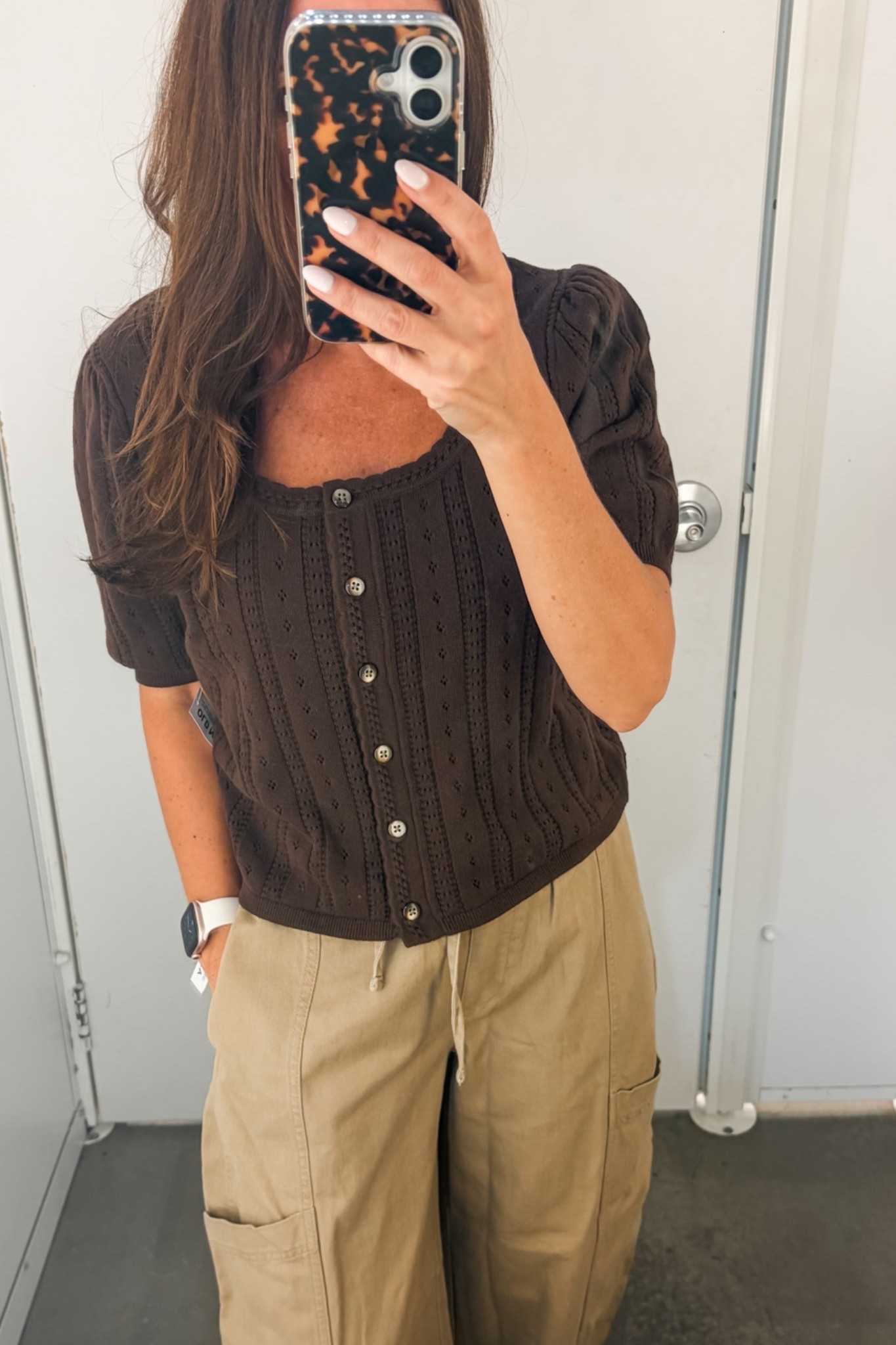 Old Navy Short sleeve button up sweater in a chocolate brown color.

#LTKOver40 #LTKSaleAlert #LTKWorkwear