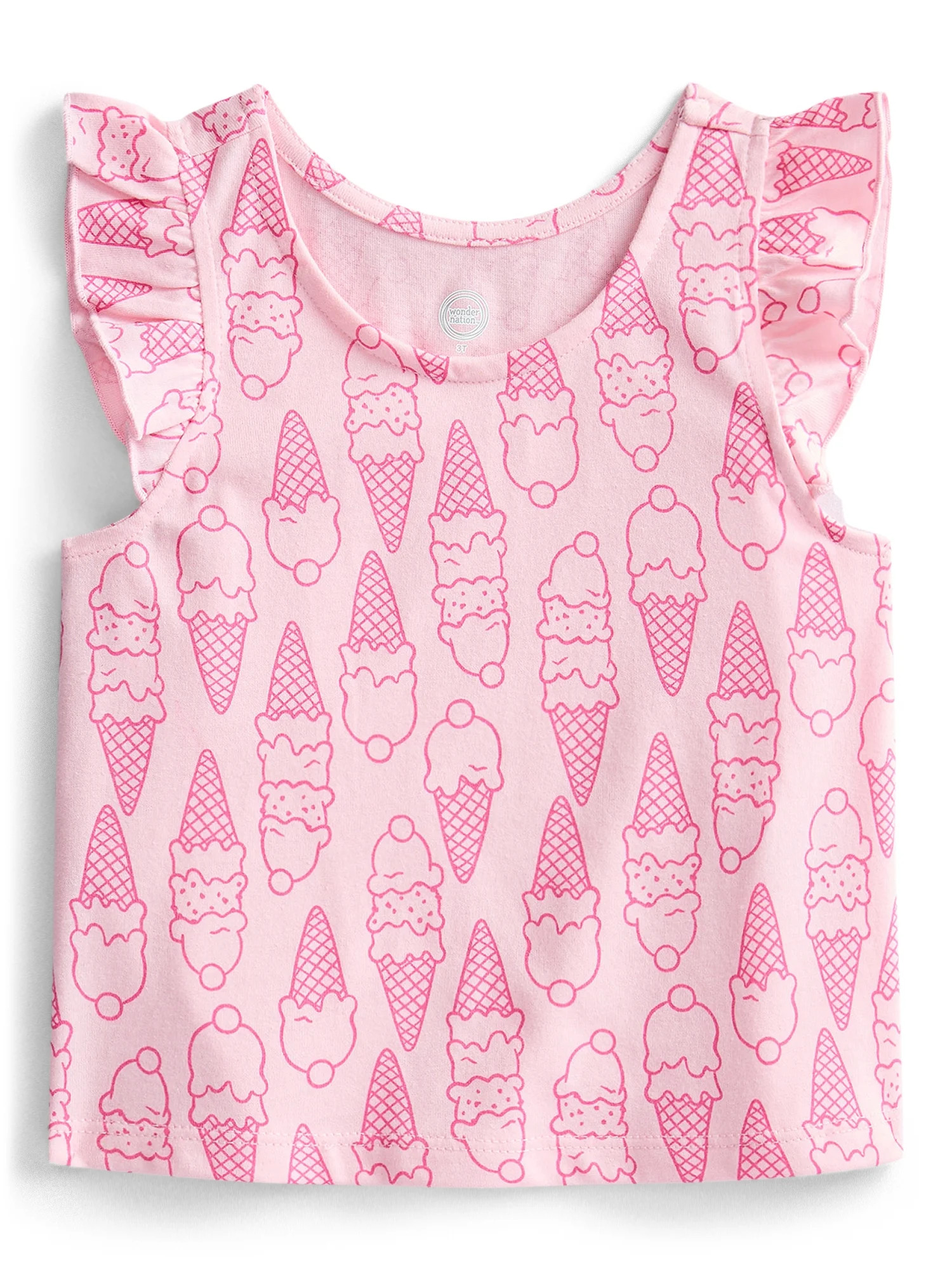 Wonder Nation Toddler Girls Printed Tank Top with Ruffle Sleeves, Sizes 18M–5T | Walmart (US)