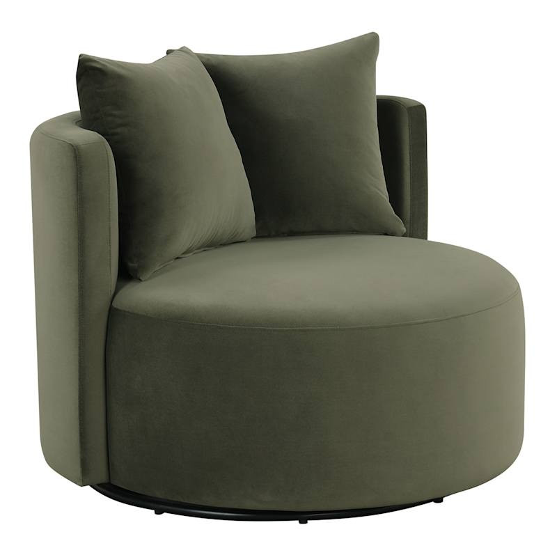 Ashton Oversized Swivel Chair, Green | At Home