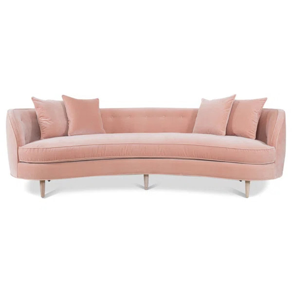 St. Tropez 108" Velvet Recessed Arm Curved Sofa | Wayfair Professional