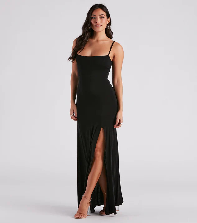 Chic Encore Crepe Slit Maxi Dress | Windsor Stores
