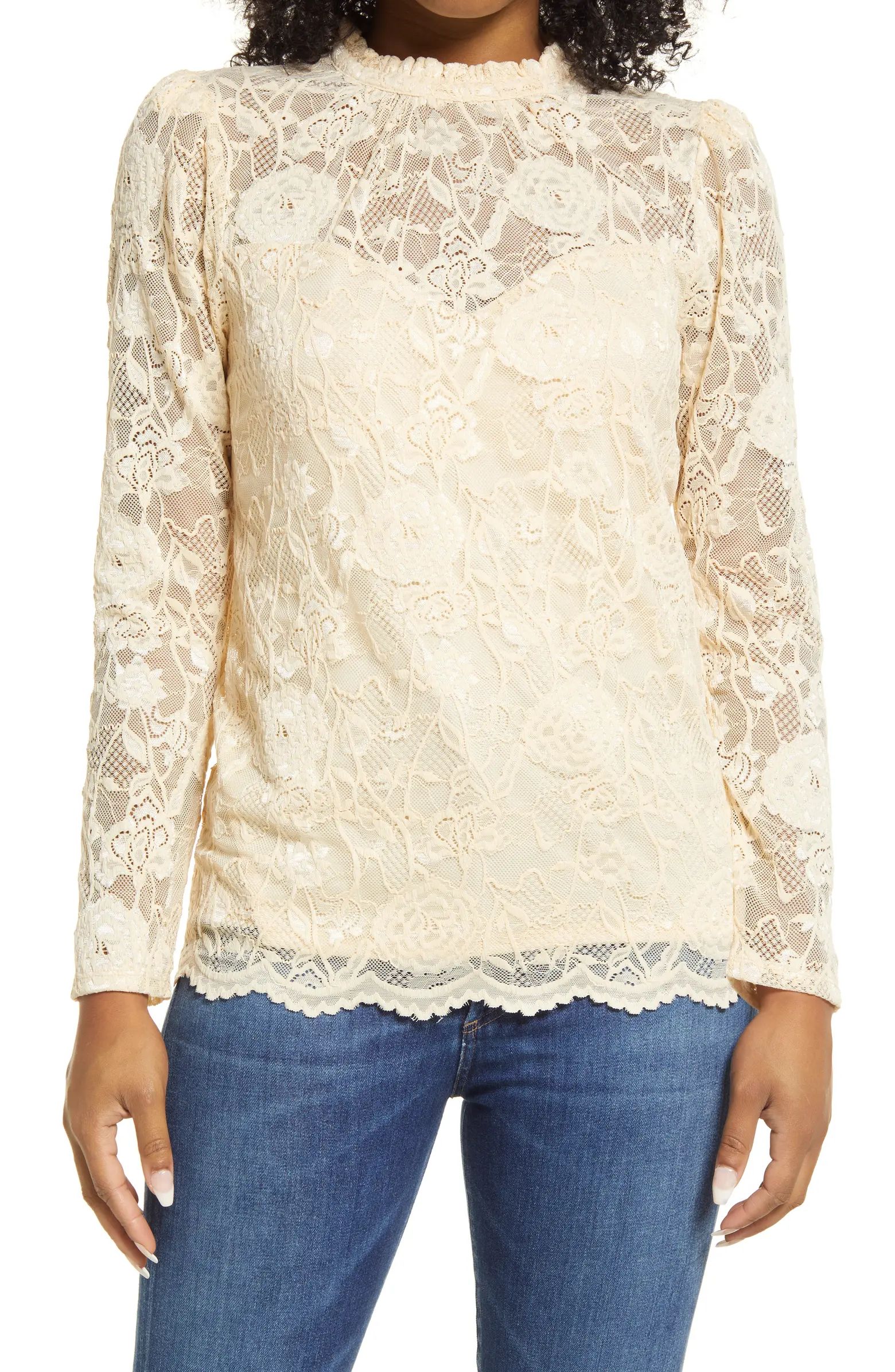 Lace High Neck Blouse | Nordstrom