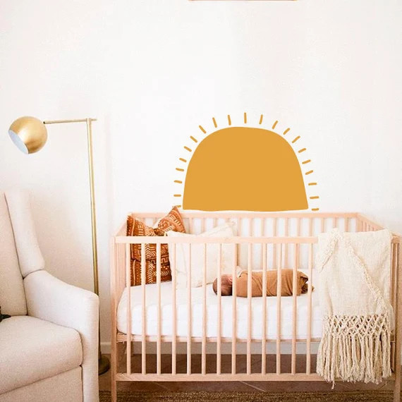 Sun Wall Decal hand Drawn Sun Decal Boho Decor H45 | Etsy | Etsy (US)