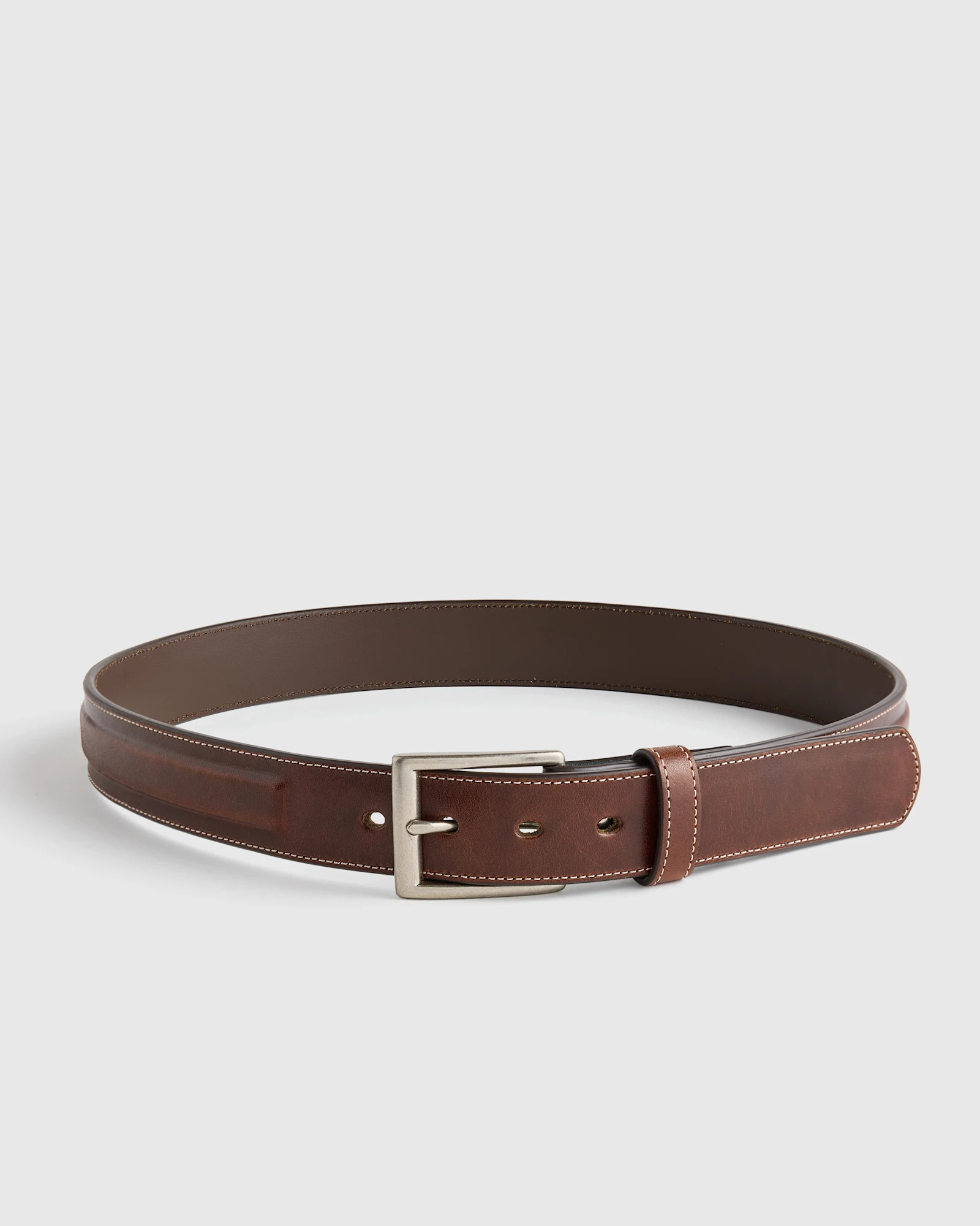Quince | Men's Hugo Contoured Leather Dress Belt in Mahogany, Size 38, Italian Leather | Quince