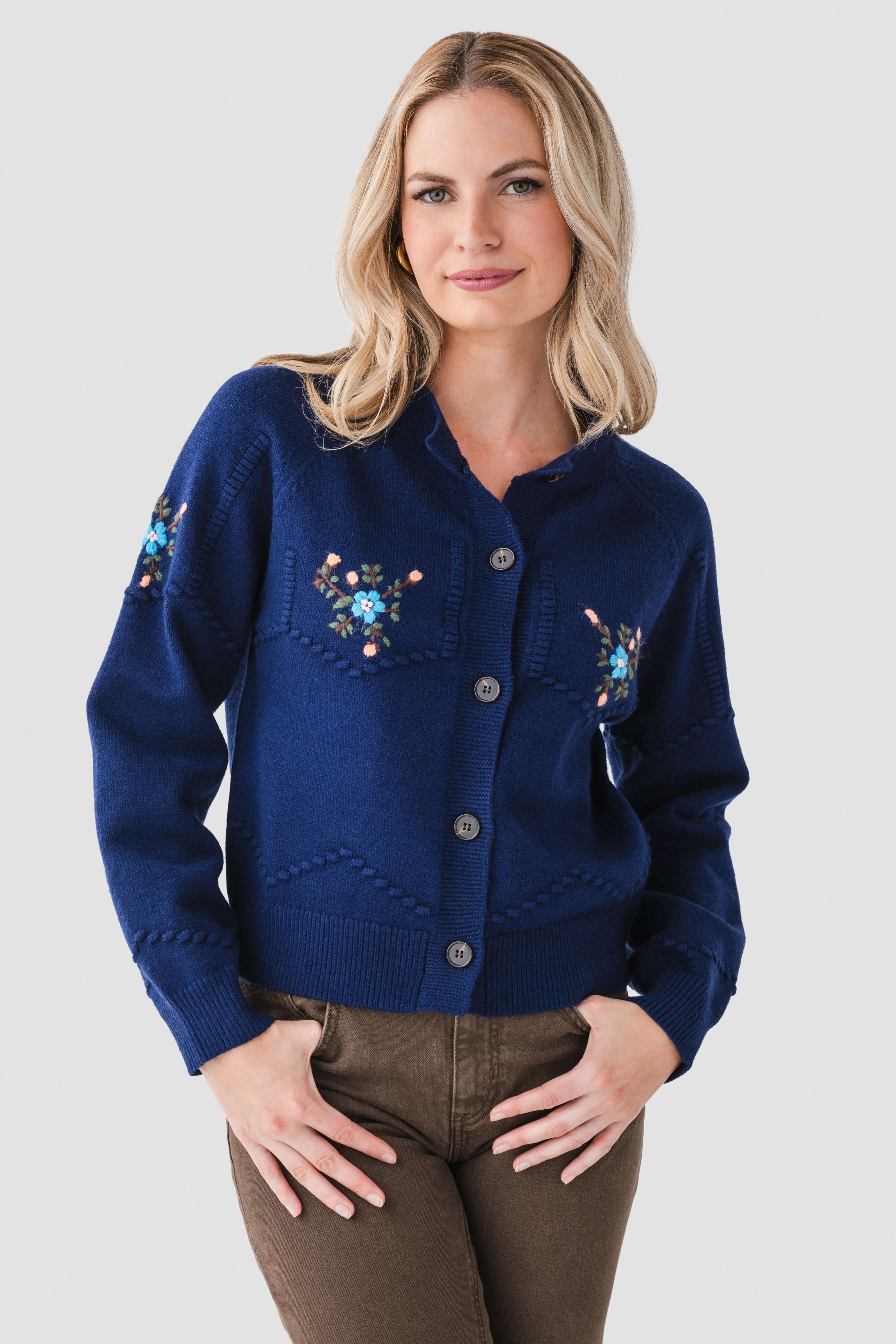 All Row Embroidered Cardigan | Social Threads