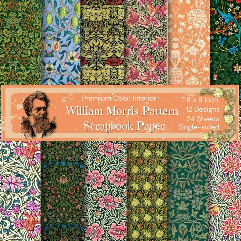 8 x 8" William Morris Pattern Scrapbook Paper: Single-sided, Colorful Floral Decorative Sheets fo... | Amazon (US)