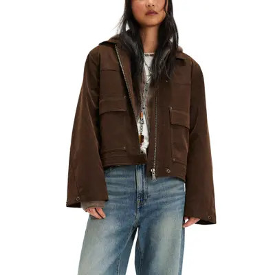 Free People Blair Faux Suede Jacket in Chocolate Torte at Nordstrom, Size X-Large | Nordstrom