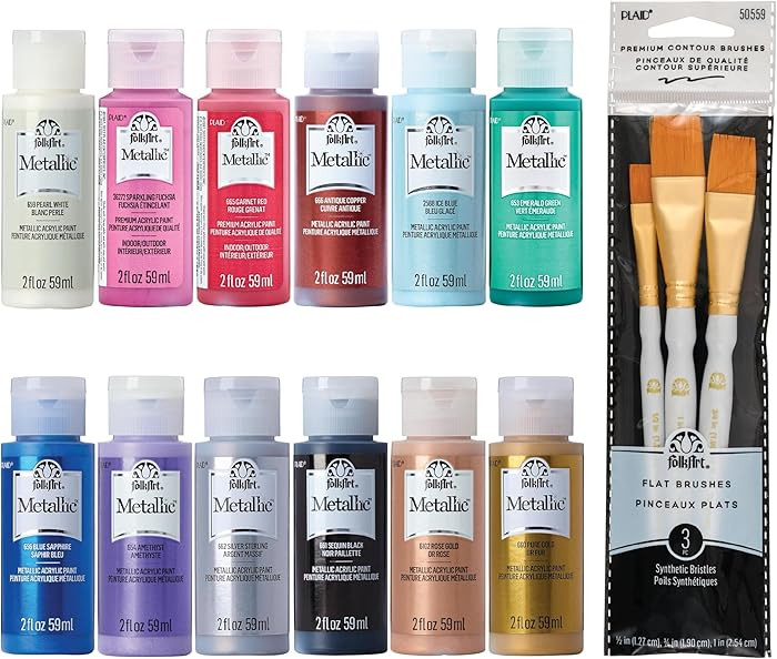 FolkArt Jewel Tone Acrylic Craft Paint Kit, 15 Piece Set Including 12 Metallic Colors and 3 Premi... | Amazon (US)