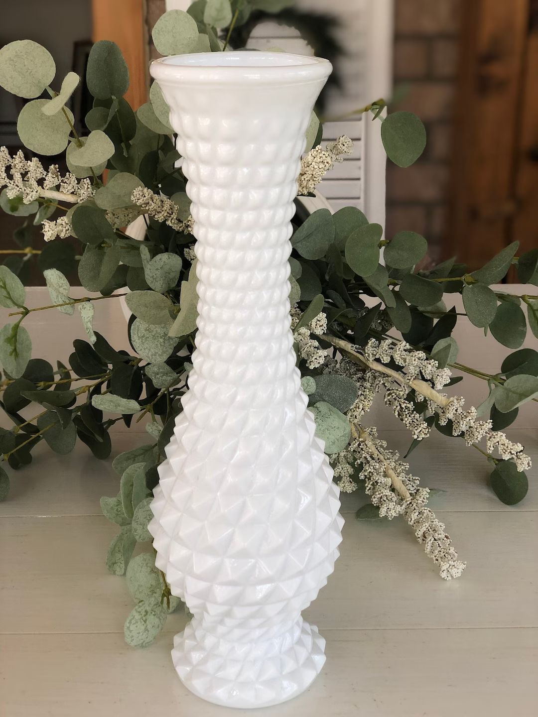 Vintage White Milk Glass Large Vase | Etsy (US)