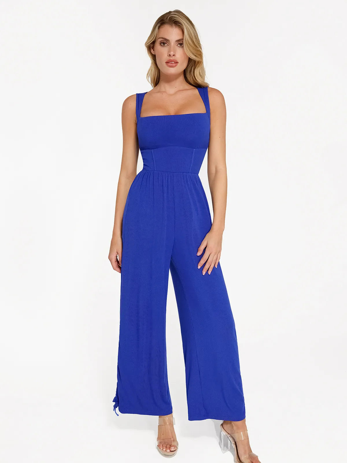 Shapewear Square Neck Tummy Control Wide Leg Jumpsuit | Popilush