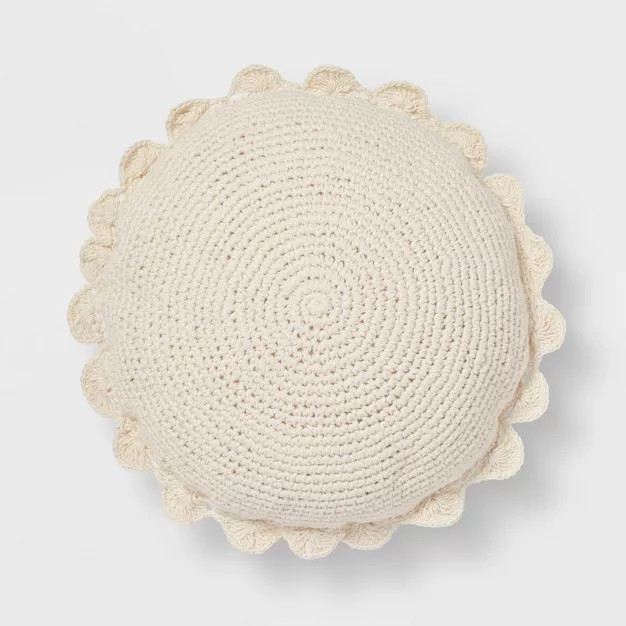 Crochet Round Throw Pillow Cream - Threshold™ | Target