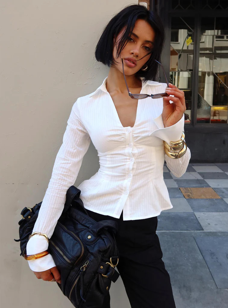 Elowenn Long Sleeve Top White | Princess Polly US