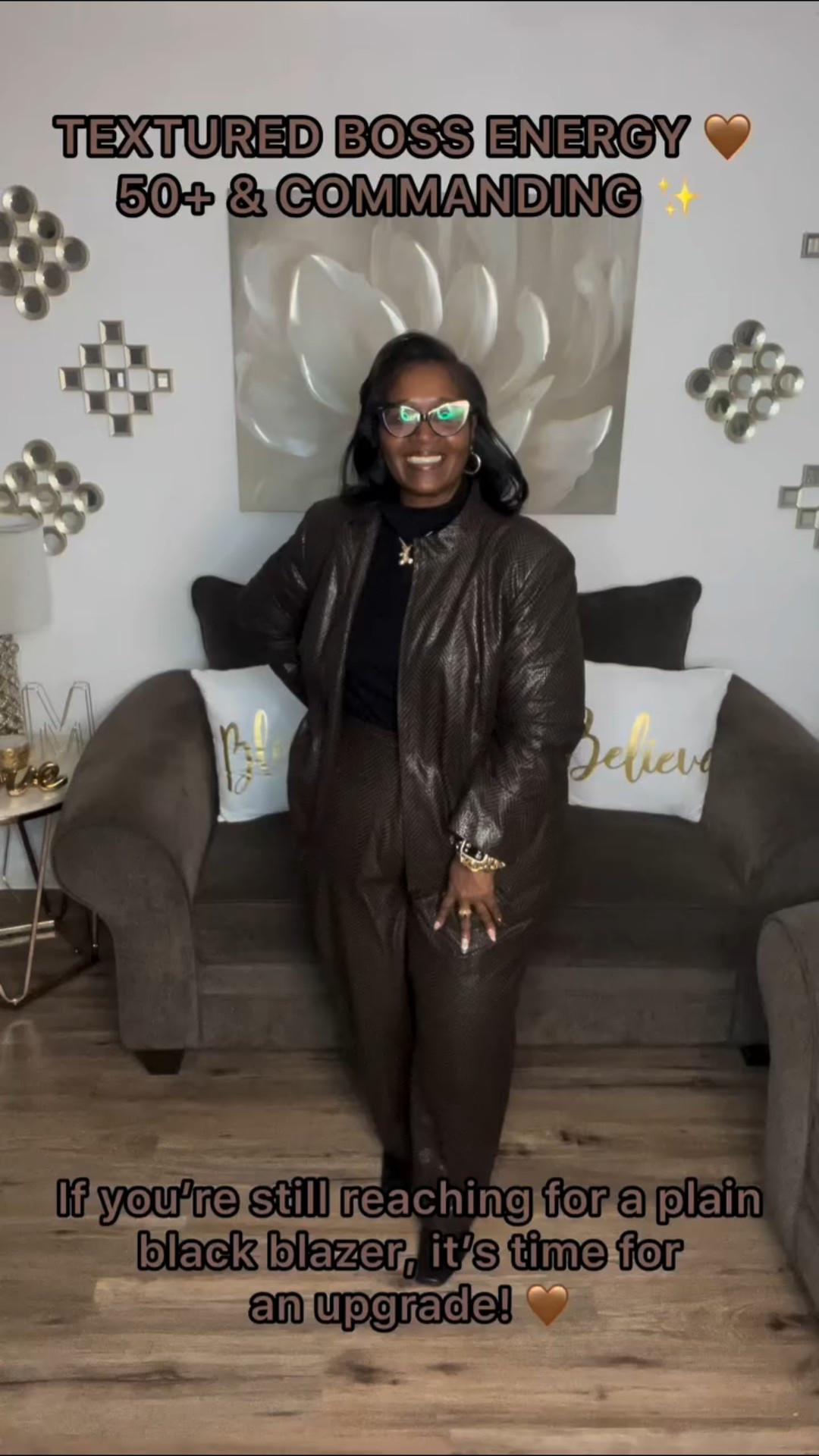 MikoBelles if you’re still reaching for a plain black blazer, it’s time for an upgrade! 🤎 Today, I’m showing you how to use texture to command the room and elevate your professional style to executive levels. #mikobelles #over50style #styleover50 #ootdinspo #fashionover50 I don’t own the rights to this music