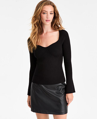 Women's Sweetheart-Neck Bustier Ribbed Sweater, Macy's Exclusive | Macy's