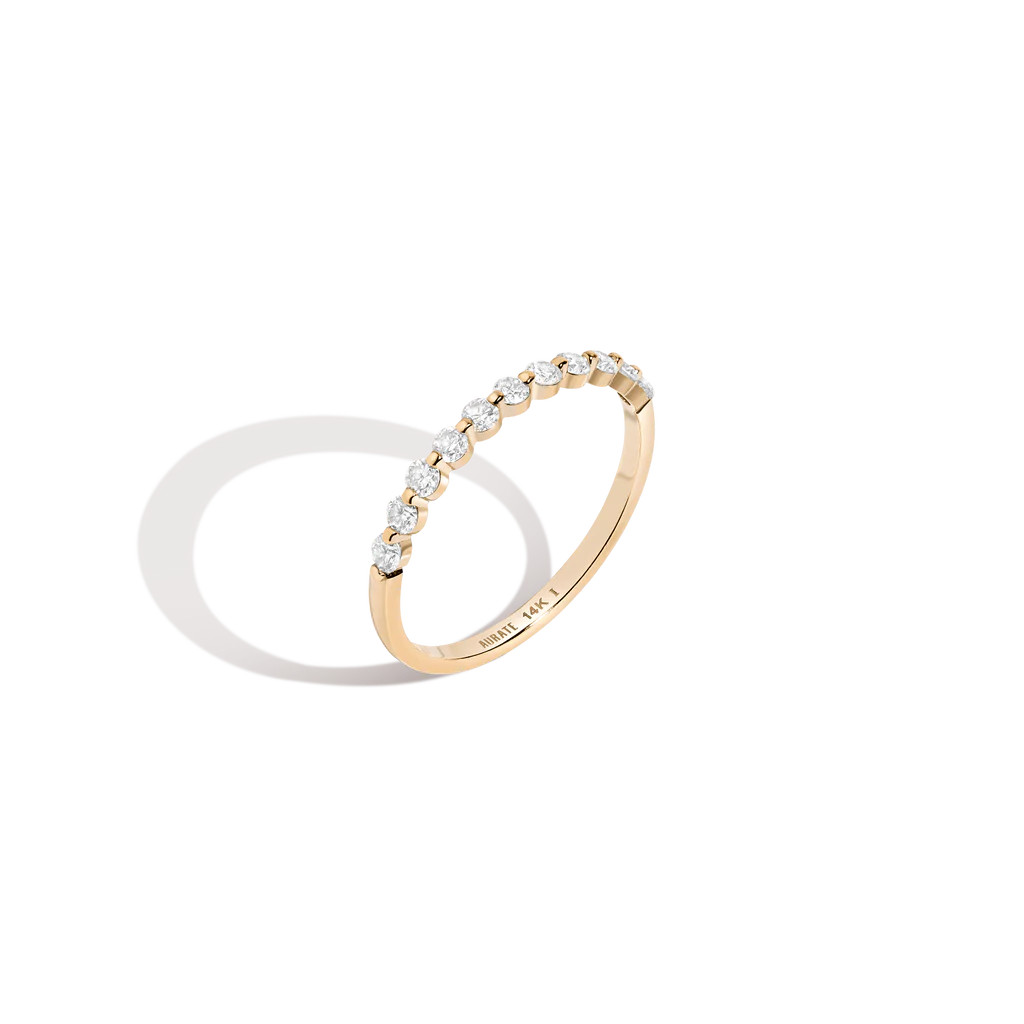 Half-Studded Prong Diamond Gold Band | AUrate New York