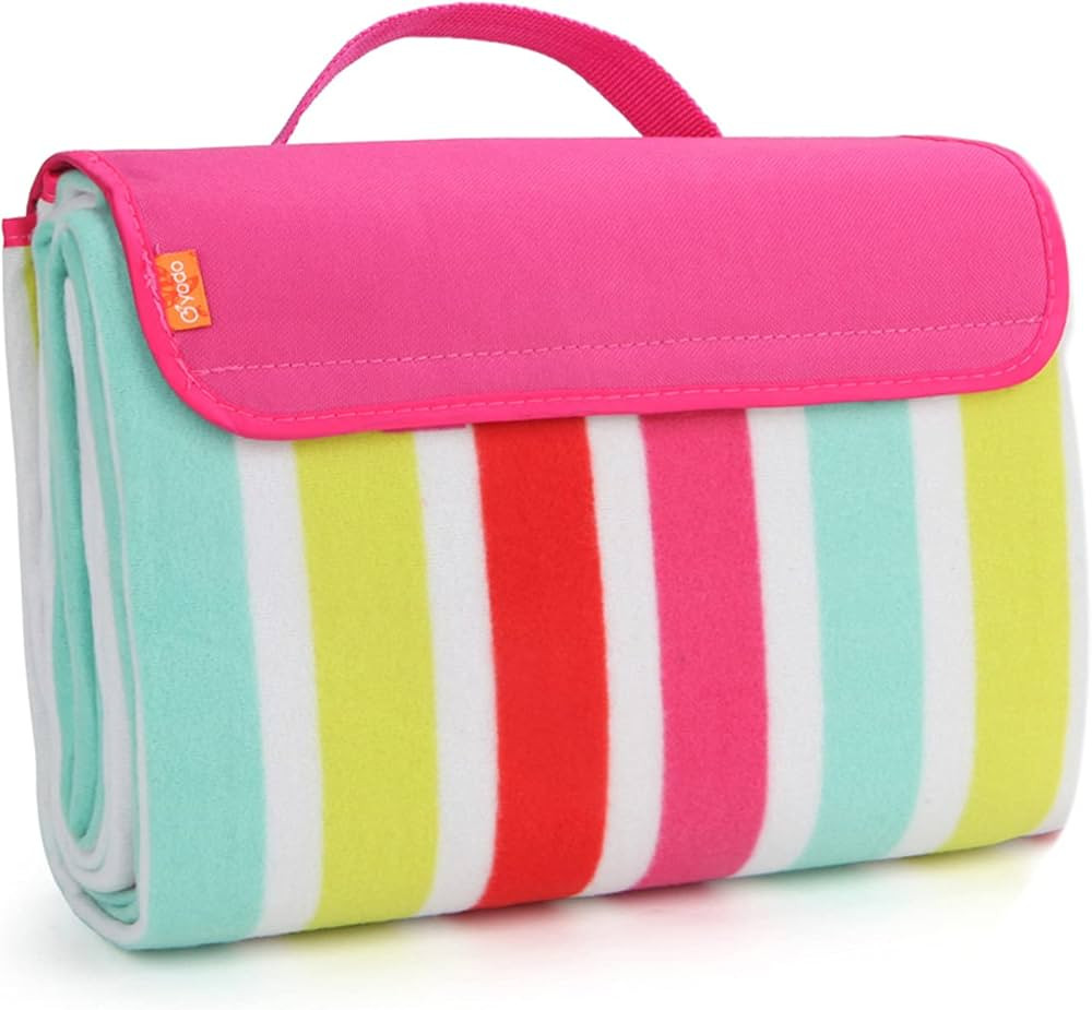 yodo Outdoor Picnic Blanket Water-Resistant for Camping Hiking Festivals,Rose Stripe | Amazon (US)