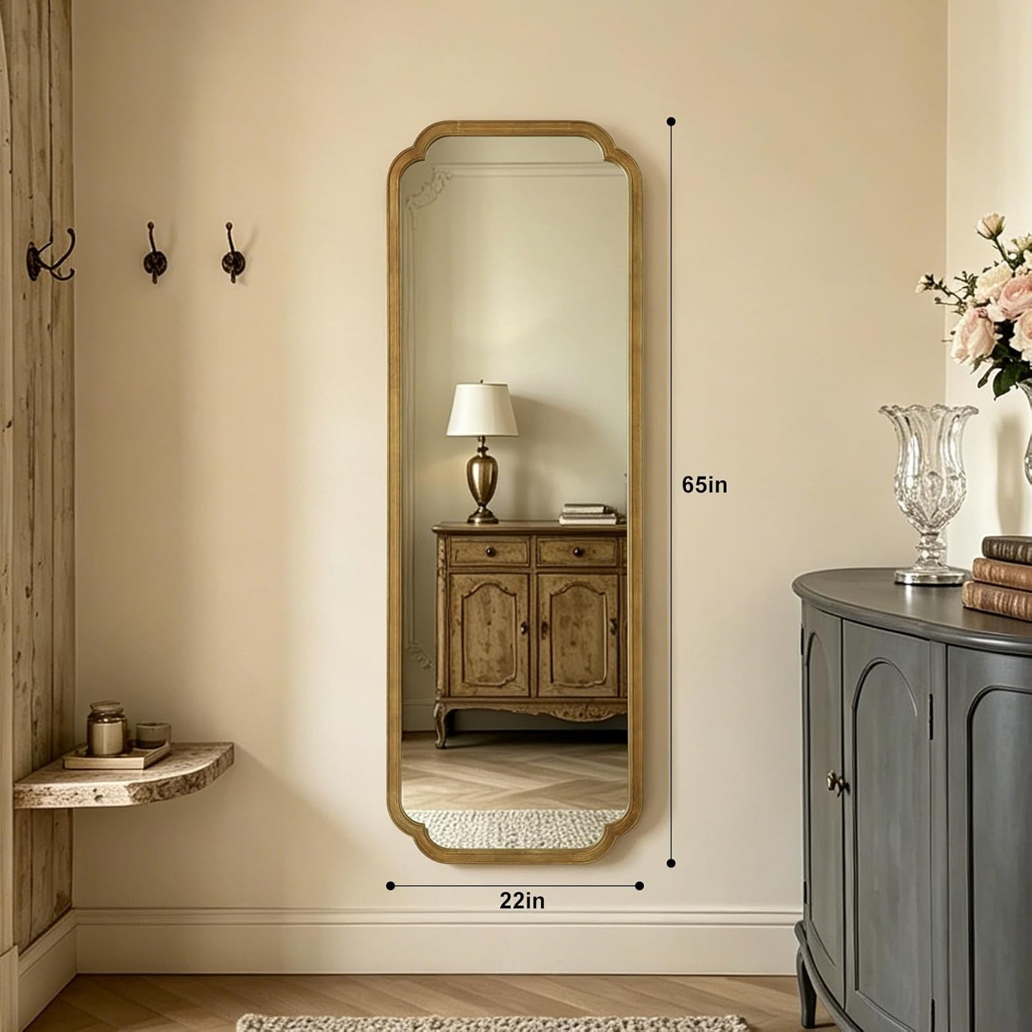 WallBeyond Full Length Mirror Wall Mounted 65"x22", Rustic Wooden Frame Floor Mirror, Large Full ... | Amazon (US)