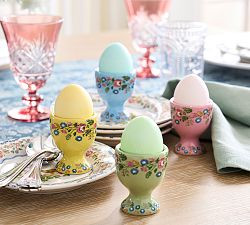 Botanical Bunny Stoneware Egg Cups - Mixed Set of 4 | Pottery Barn (US)