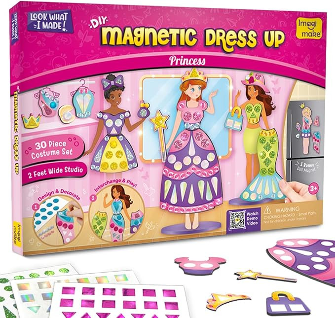 Imagimake DIY Magnetic Dress-Up Princess | 30 Dresses & Accessories | Mix & Match Pretend Play Ma... | Amazon (US)