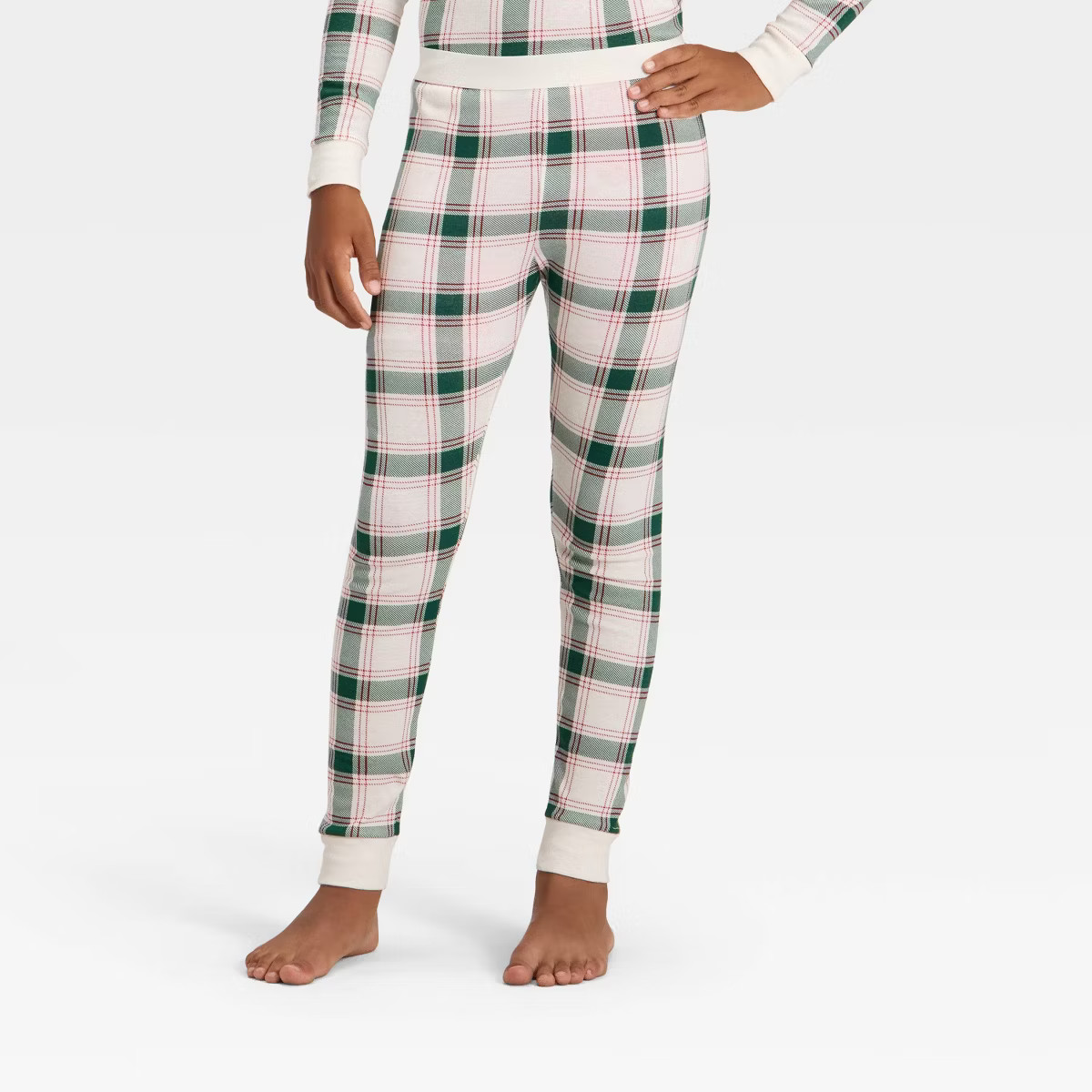 Kids' Plaid Ribbed Long Sleeve Shirt and Pants Holiday Matching Family Pajama Set - Wondershop™... | Target