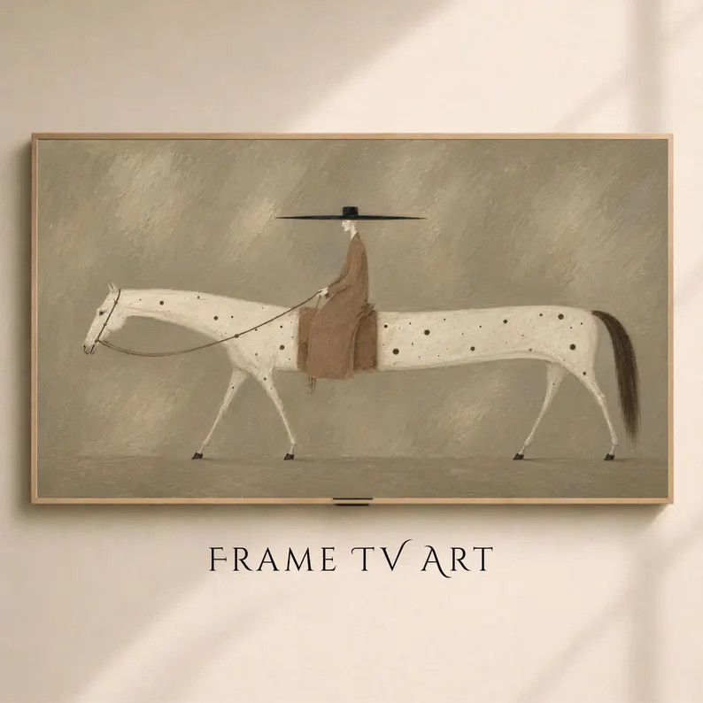 Vintage Horse Frame TV Art | Neutral Western Digital Download for Samsung Frame TV | Textured Bei... | Etsy (Global)