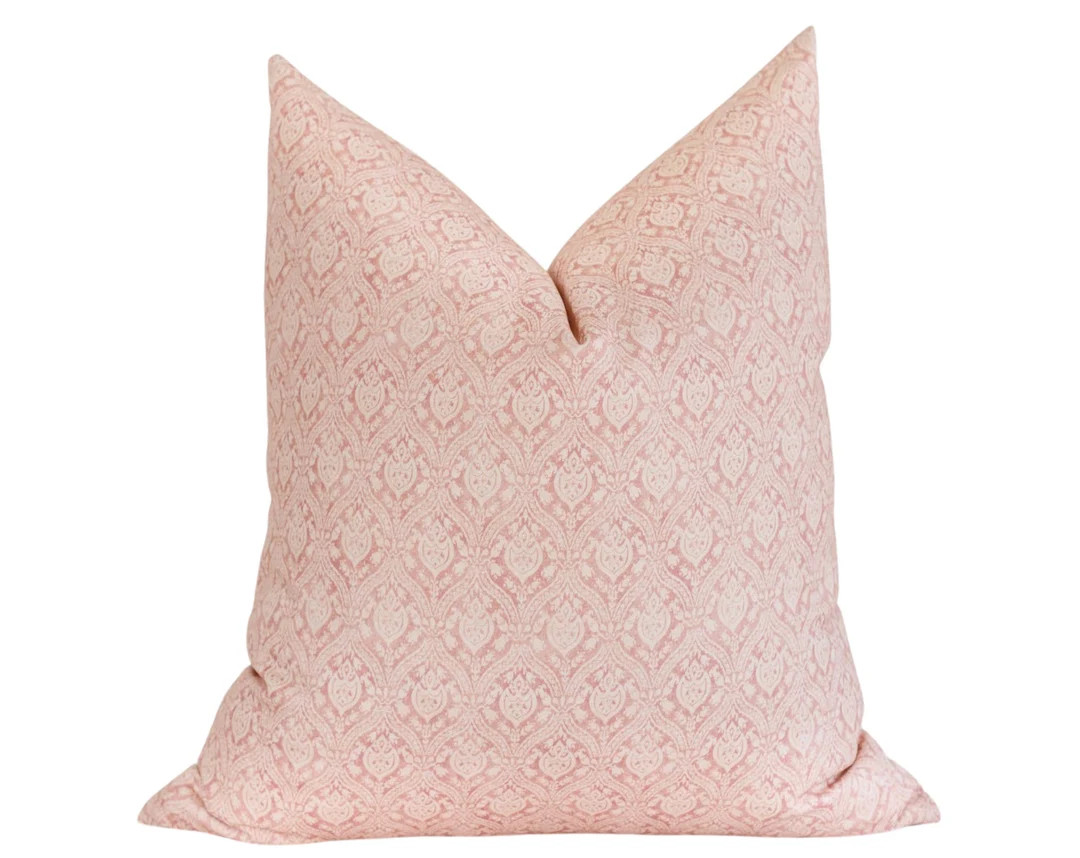 Pink Pillow Cover, Thistle Pillow Cover, Laurel and Blush, Blush Pattern Pillow Cover, Light Pink... | Etsy (US)