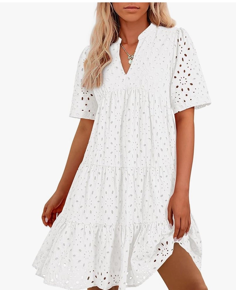 Summer Outfit - and that super cute hollowed out eyelet dress comes in a version without smocking and in a bunch of colors.  
#amazon #smockeddress #whitedress #summer #summerdress

#LTKU #LTKOver40 #LTKStyleTip #LTKSeasonal #LTKFindsUnder100