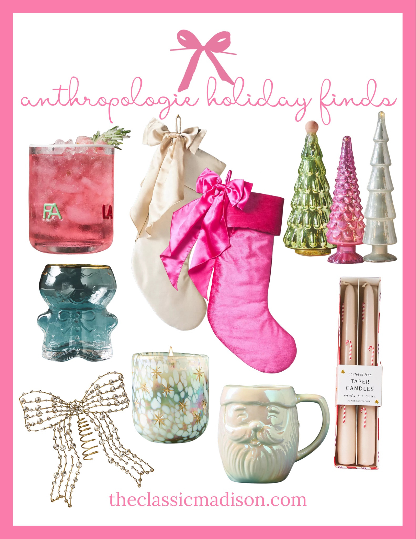 Get ready to deck the halls with the most festive and charming holiday décor from Anthropologie! From vintage-inspired tree candles to cozy Santa mugs and adorable stockings, these pieces are perfect for creating that magical holiday vibe. Whether you're decorating your home or shopping for gifts, these holiday must-haves will add the perfect touch of cheer! Don’t forget to grab the holiday candle and festive glassware for those cozy nights in. 🎅🎁

#AnthropologieHoliday #HolidayDecor #GiftGuide2024 #LTKHoliday #HolidayHomeDecor #FestiveFinds #ChristmasDecor #AnthropologieStyle #HolidayVibes #LTKGiftGuide

#LTKSeasonal #LTKHoliday #LTKHome