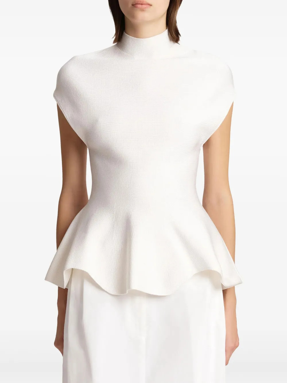 KHAITE peplum-hem Top | White | FARFETCH SI | Farfetch Global