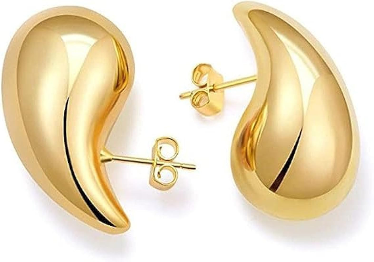 RAVIAD Earrings Bottega Earring Dupes, Dupes Chunky Gold Hoop Earrings, Gold/Silver Teardrop Dang... | Amazon (US)