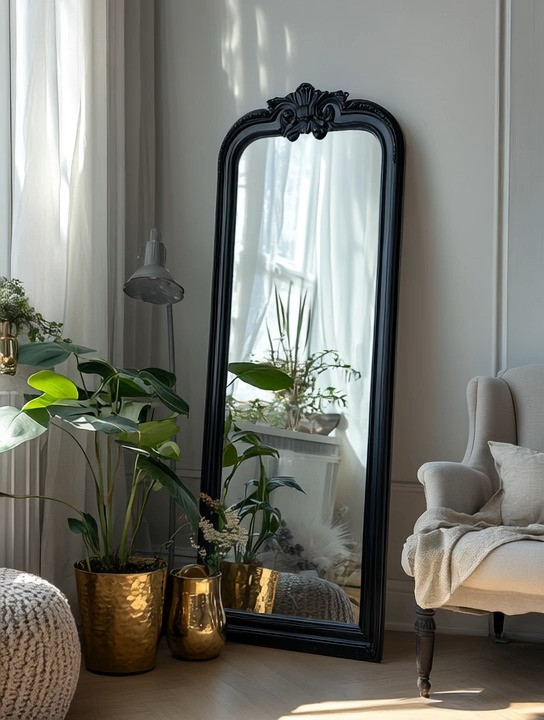 If your home is transitioning from ivory-everything to a more elevated, colorful style, start here. This black Victorian-style mirror is the quickest upgrade you can add — pair it with a couple of gold planters and watch how instantly your space feels modern and intentional.

Ivory-only decor is out… design is moving toward depth, contrast, and personality.
And if you’re not ready to commit to a black velvet sofa (yet), this mirror gives you the same elevated effect without the big investment.

A black statement mirror + gold planters.
That’s it. Your corner is updated. Your home looks designed. 

#HomeDecorUpgrade #InteriorStylingTips #ElegantAndDriven #BlackFrameMirror #GoldPlanters #ModernChicHome #QuickDecorHacks 

 #LTKHome