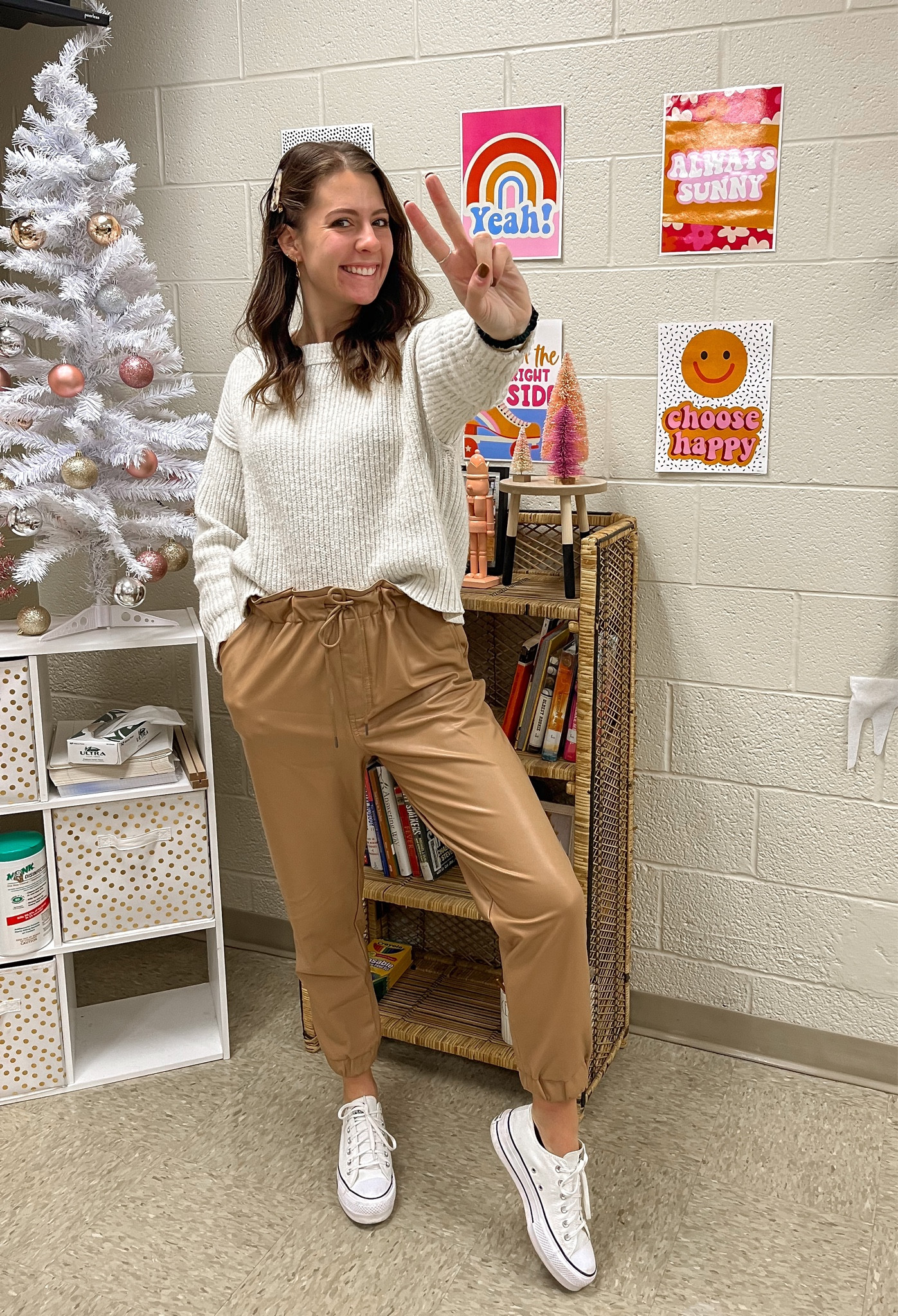 I have the perfect winter outfit! Leather joggers, the most versatile cream sweater, paired with converse. Truly the BEST outfit for teaching! Linking similar pieces hereeeee

#LTKunder100 #LTKSeasonal #LTKworkwear
