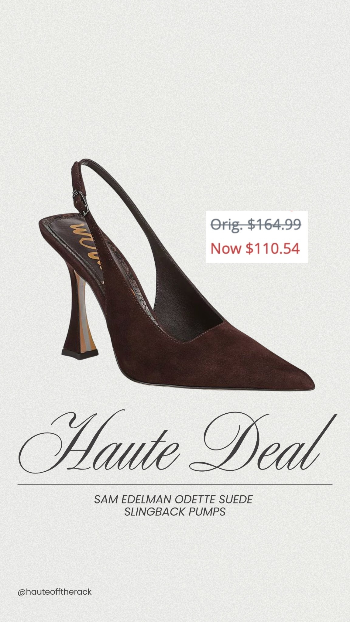 HAUTE DEAL: save on my Sam Edelman pumps now $110!

#samedelman #chocolatebrown #suedepumps #slingbackpumps #dailydeal 

#LTKSaleAlert #LTKSeasonal