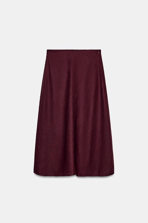 100% LINEN MIDI SKIRT | Zara AU