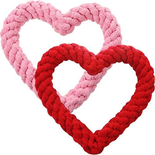 Mudder 2 Pieces Valentine's Day Heart Shaped Rope Dog Chew Toys Pet Toys for Valentine's Day Dog ... | Amazon (US)