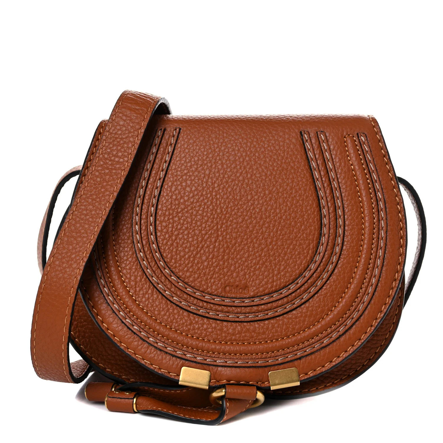 CHLOE Calfskin Mini Marcie Round Crossbody Bag Tan | FASHIONPHILE | Fashionphile